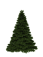 Green artificial Christmas tree with no decorations. Isolated 3D rendering.