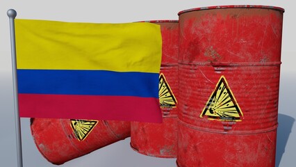 Coal on top of the flag of Colombia (3D render)