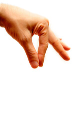 male hand gesture of picking, isolated 