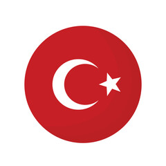 Turkish flag logo emblem in circle shape. Turkish islamic illustration icon concept.