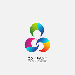 Abstract attractive circle mix logo with color gradation