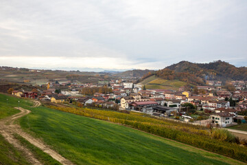 Vezza d' Alba (CN), Italy - November 19, 2022: Vezza d' Alba village and landscape, Vezza d' Alba, Cuneo, Piedmont, Italy.