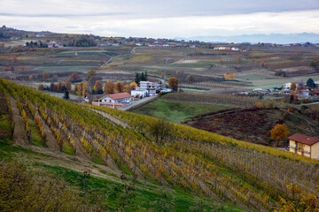 Vezza d' Alba (CN), Italy - November 19, 2022: Vezza d' Alba village and landscape, Vezza d' Alba,...