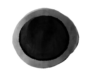 Brush stroke, Round stain of paint on background, Rounded frame painted with black paint, watercolor design element