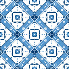 Italian tile pattern seamless vector. Portuguese azulejos, mexican talavera, sicily majolica, spanish ceramic motifs. Mosaic tiled texture for kitchen wall or bathroom floor.