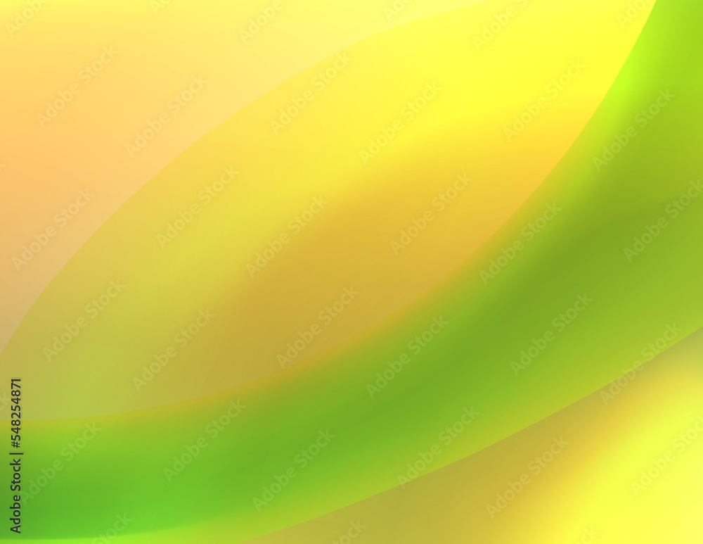 Poster curved green stripe on yellow background. vector graphics