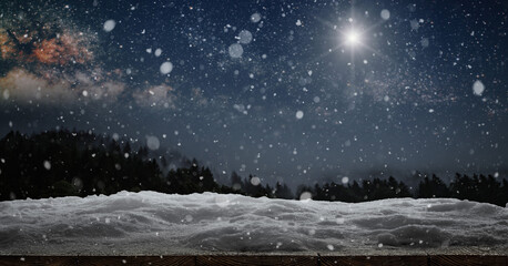 winter Christmas background with snow