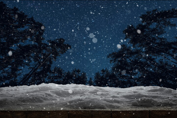 winter Christmas background with snow