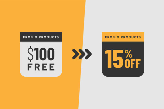 increasing value and percentage promotion tag