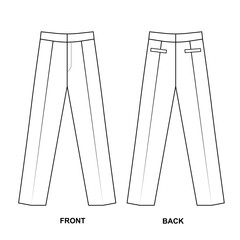 Vector drawing of suit classic trousers. Template for pants design.