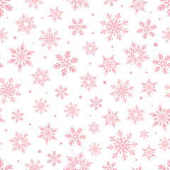 Seamless pattern pink snowflakes vector illustration