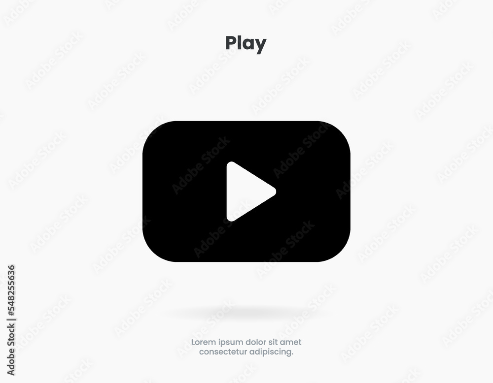 Poster Flat play button icon. Video play symbol. Start sign. Pause icon. Player logo button. Play music or sound vector element for UI UX, website, mobile app.