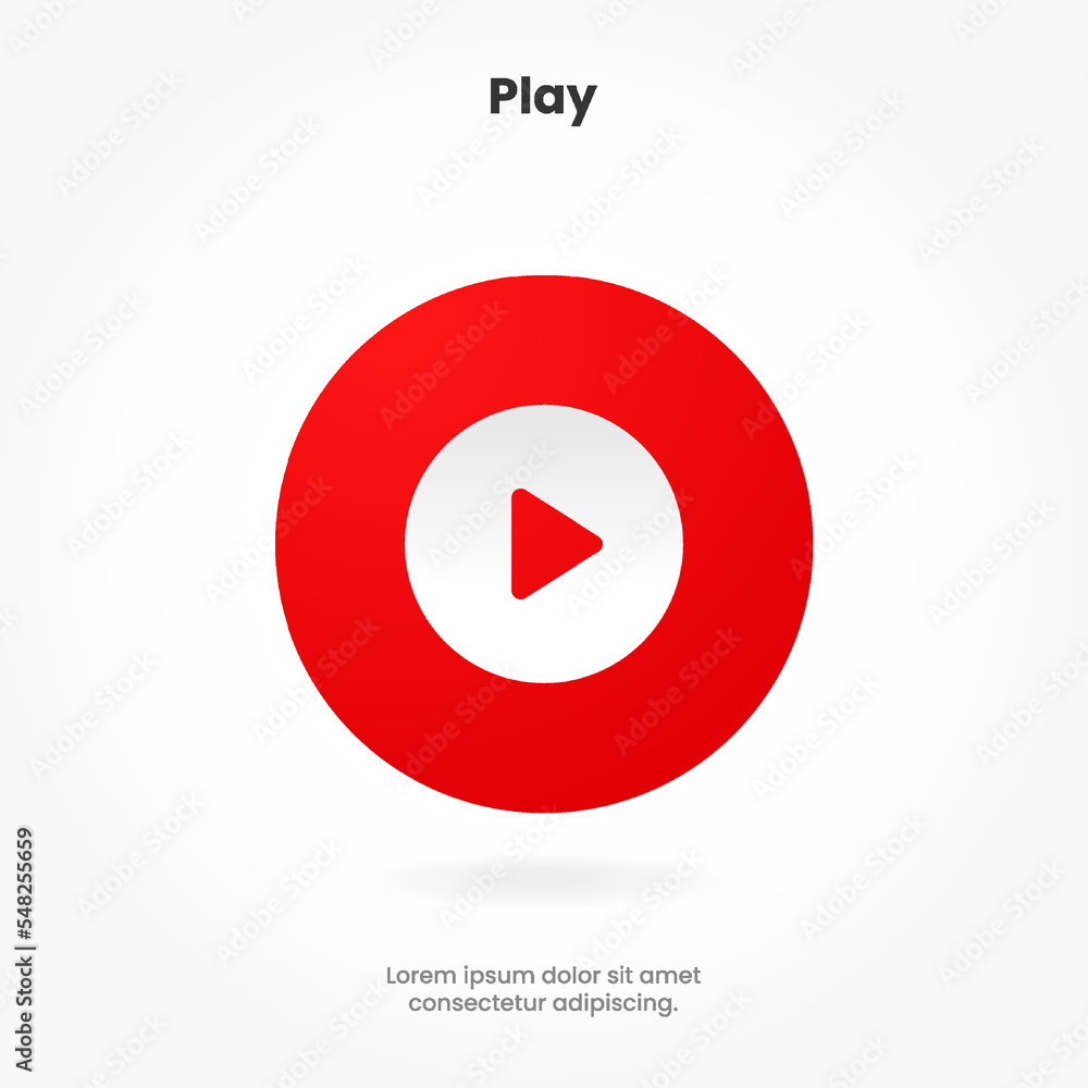 Aufkleber 3D play button icon. Video play symbol. Start sign. Pause icon. Player logo button. Play music or sound vector element for UI UX, website, mobile app.