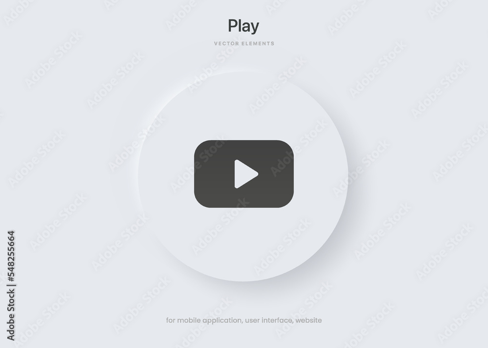 Leinwandbilder 3D play button icon. Video play symbol. Start sign. Pause icon. Player logo button. Play music or sound vector element for UI UX, website, mobile app.