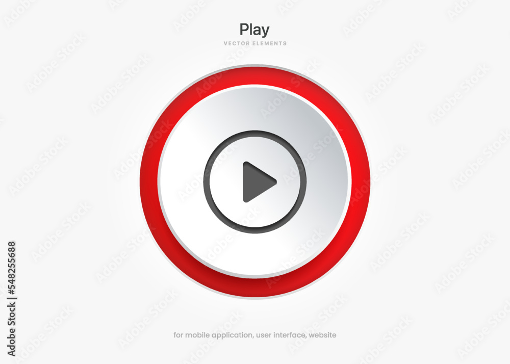 Poster 3D play button icon. Video play symbol. Start sign. Pause icon. Player logo button. Play music or sound vector element for UI UX, website, mobile app.