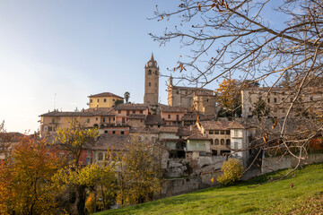 Monforte d' Alba (CN), Italy - November 19, 2022: Monforte d' Alba village, Cuneo, Piedmont, Italy.