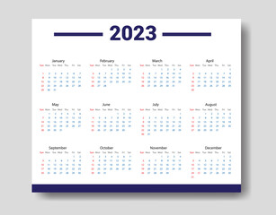 2023 calendar template, clean and unique calendar template design 