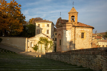 Fototapeta premium Monforte d' Alba (CN), Italy - November 19, 2022: Monforte d' Alba village, Cuneo, Piedmont, Italy.