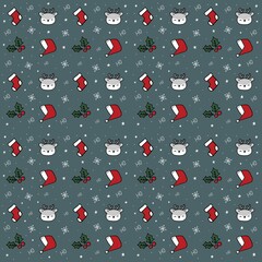 Christmas Seamless Pattern. Christmas Texture for Decoration With Green Background 