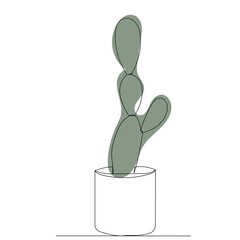 cactus sketch, continuous line drawing, vector