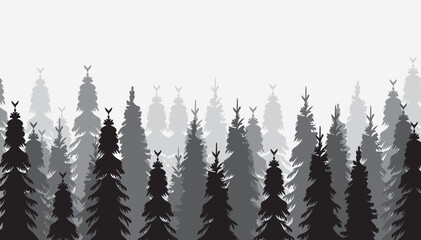 silhouette forest, park pine, spruce design vector