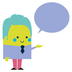 Illustration of a smiling businessman with a speech bubble - business and working design
