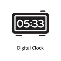 Digital Clock Vector Solid Icon Design illustration. Housekeeping Symbol on White background EPS 10 File