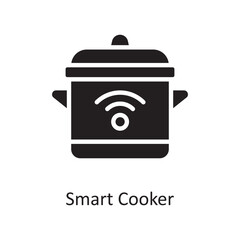 Smart Cooker Vector Solid Icon Design illustration. Housekeeping Symbol on White background EPS 10 File