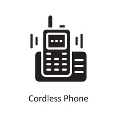 Cordless Phone Vector Solid Icon Design illustration. Housekeeping Symbol on White background EPS 10 File