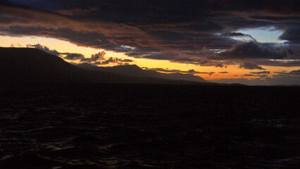Fototapeta na wymiar Sunset over the Beagle Channel, near Ushuaia, Argentina