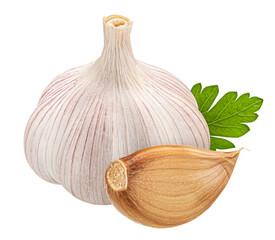 Garlic isolated on white background with clipping path