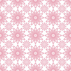 Floral seamless pattern in pink colors on a white background.