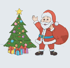santa claus with christmas tree