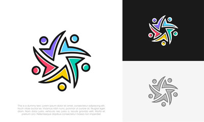 star people abstract and human family logo design vector