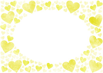 黄色のかわいいハートのフレーム素材