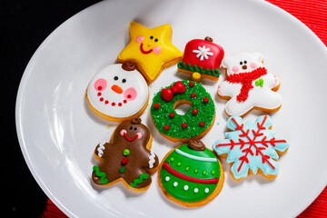 Christmas cookies isolated  on a white plate