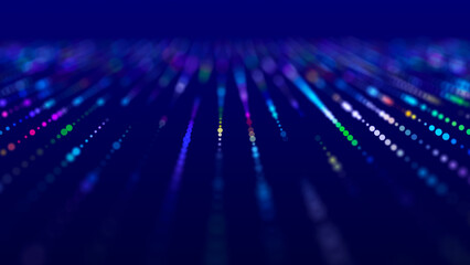 Abstract background from dots and lines. Wave of musical sounds. 3D rendering.