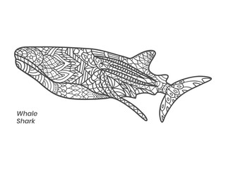 Whale shark zentangle illustration