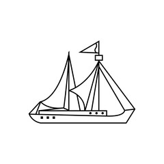 yacht monoline, simple silhouette of the yacht, suitable for your logo.