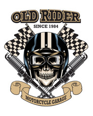 old rider motorcycle garage logo vector illustration