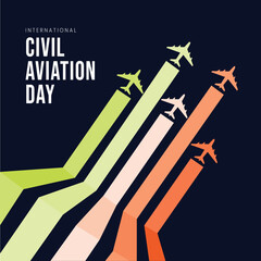 International civil aviation day, aviation day, airplane, vector illustration, greeting cards, social media post, banner, poster, flyer, billboard - obrazy, fototapety, plakaty