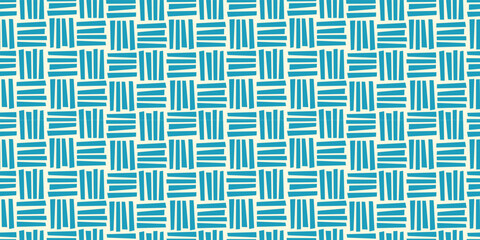 The ornament is in the form of prints of squares consisting of horizontal and vertical blue lines. Vector image.