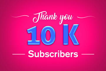 10 K subscribers celebration greeting banner with Blue glosse Design