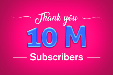 10 Million subscribers celebration greeting banner with Blue glosse Design