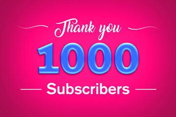 Fototapeta premium 1000 subscribers celebration greeting banner with Blue glosse Design