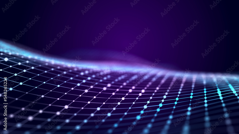 Leinwandbilder Network connection structure. Data transfer. Abstract background with interweaving of dots and lines. 3D rendering.