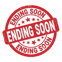ENDING SOON text written on red round stamp sign.