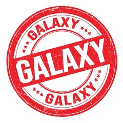 GALAXY text written on red round stamp sign