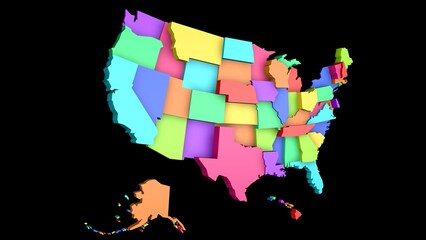 United states of america map background USA Political map of usa Vector illustratio 3d rendering map