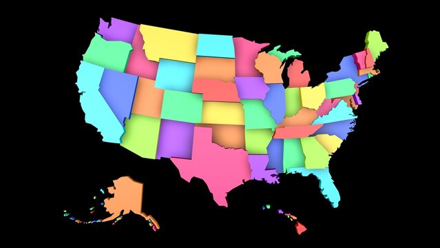 United states of america map background USA Political map of usa Vector illustratio 3d rendering map